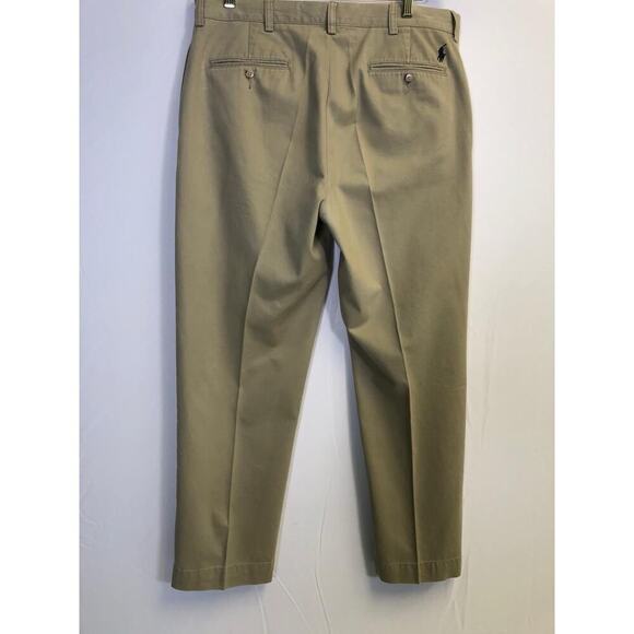 Polo Ralph Lauren Mens Pants 36x30 Tan Ethan Pleated Polo Vintage Pony Logo - Picture 2 of 12